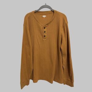 Old Navy Men’s Thermal Waffle Henley Soft Washed Long Sleeve Shirt Gold Size XXL